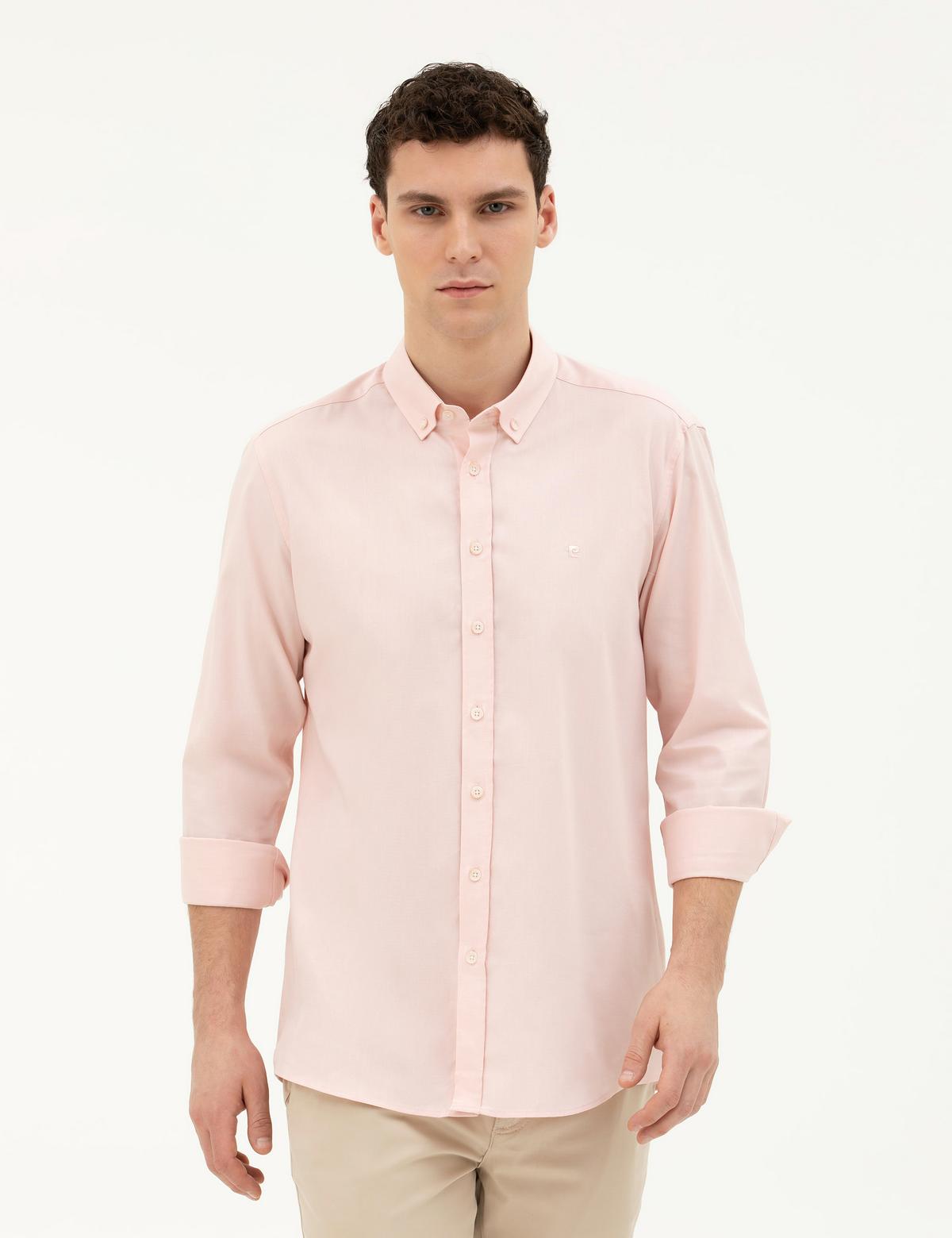 Açık Pembe Slim Fit Uzun Kollu Gömlek