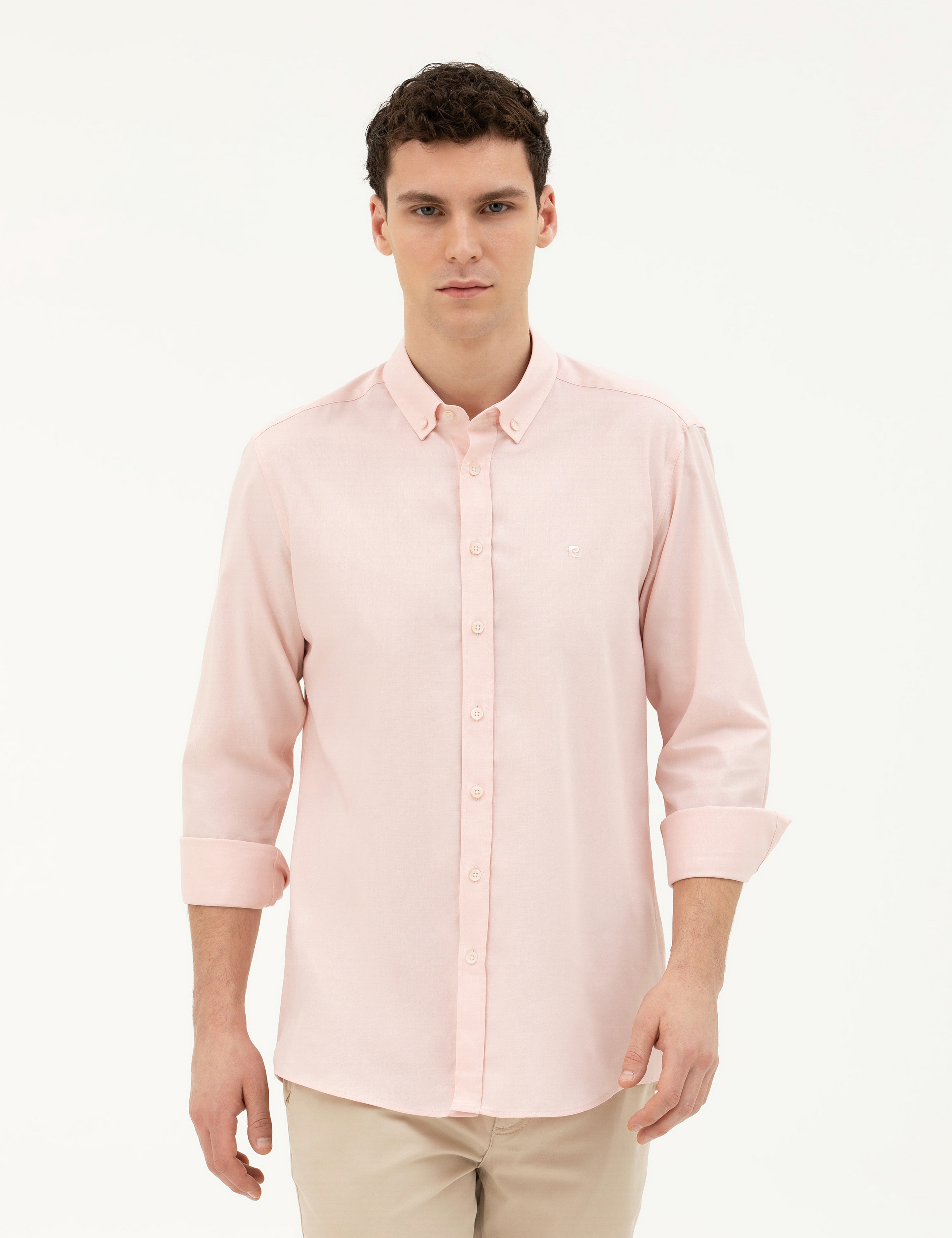 Açık Pembe Slim Fit Uzun Kollu Gömlek - Image 1