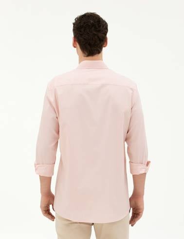 Açık Pembe Slim Fit Uzun Kollu Gömlek