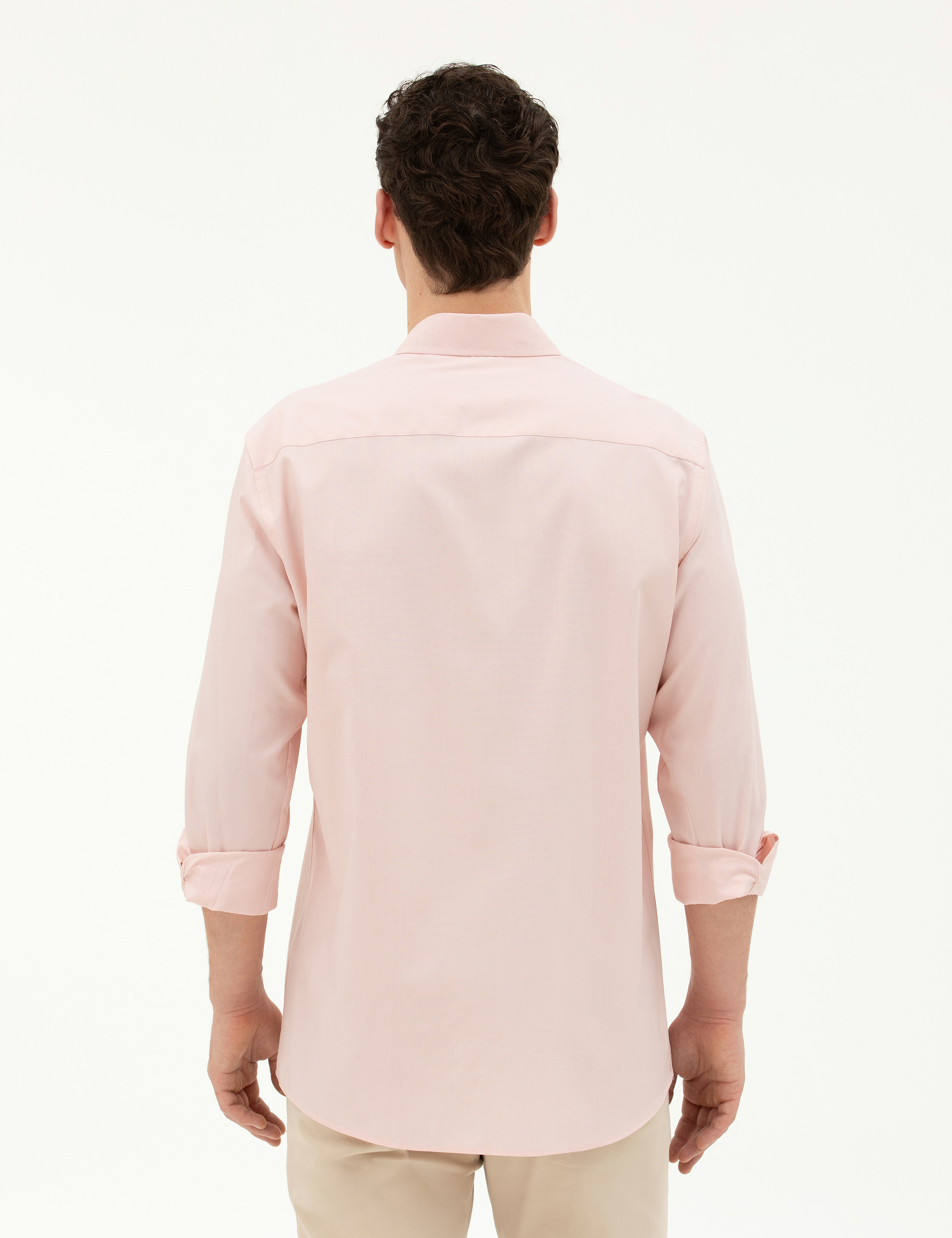 Açık Pembe Slim Fit Uzun Kollu Gömlek - Image 5