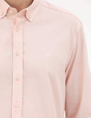Açık Pembe Slim Fit Uzun Kollu Gömlek