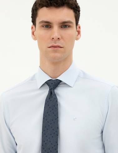 Açık Mavi Slim Fit Uzun Kollu Basic Gömlek