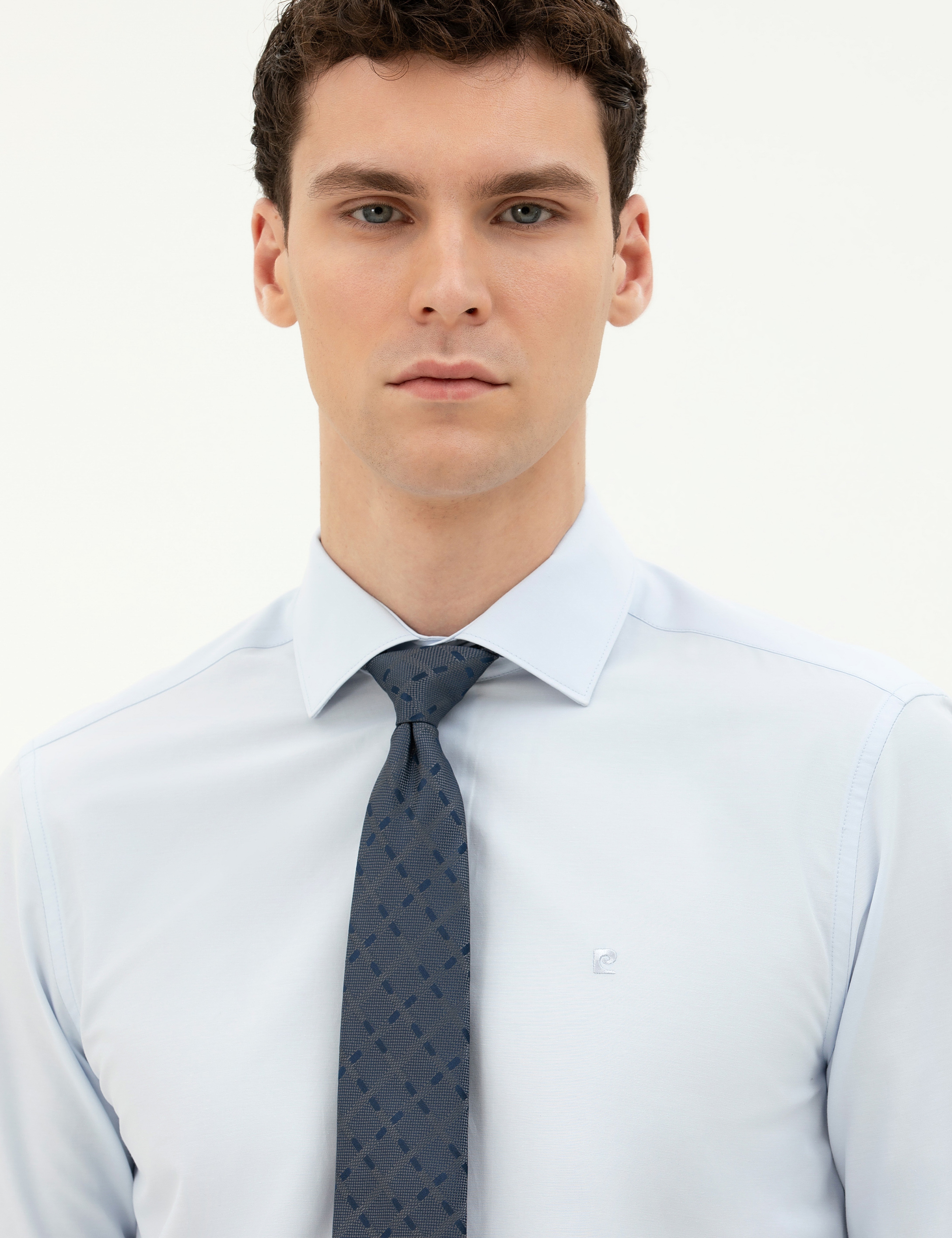 Açık Mavi Slim Fit Uzun Kollu Basic Gömlek - Image 2