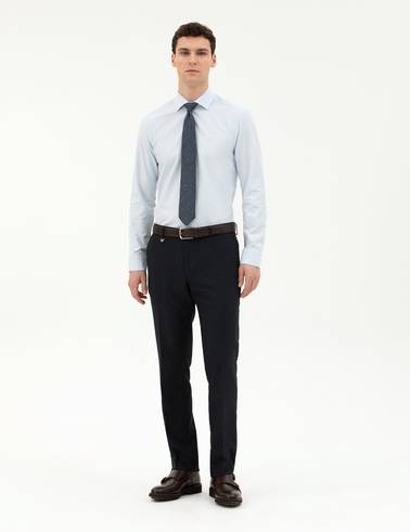 Açık Mavi Slim Fit Uzun Kollu Basic Gömlek