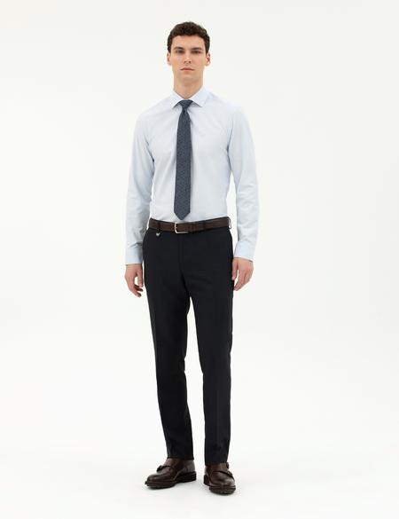 Açık Mavi Slim Fit Uzun Kollu Basic Gömlek - 50285562007
