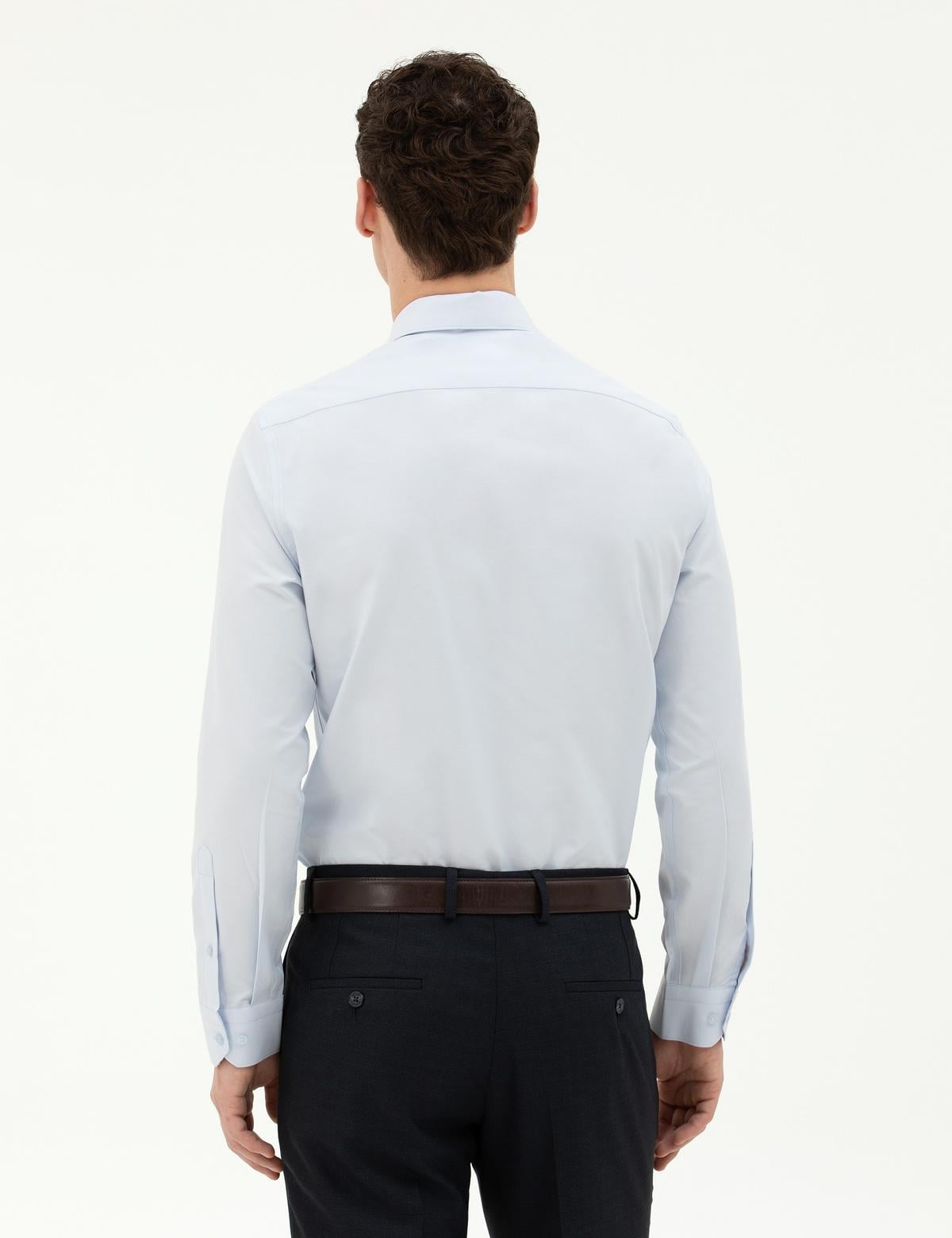 Açık Mavi Slim Fit Uzun Kollu Basic Gömlek - 50285562007