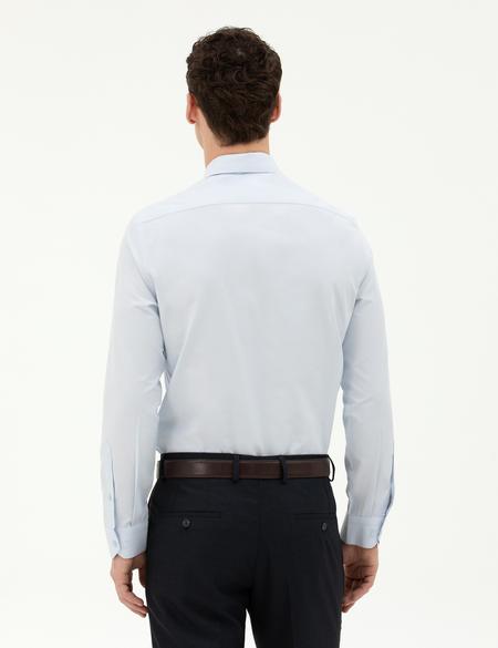 Açık Mavi Slim Fit Uzun Kollu Basic Gömlek - 50285562007