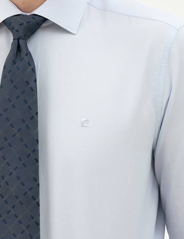 Açık Mavi Slim Fit Uzun Kollu Basic Gömlek