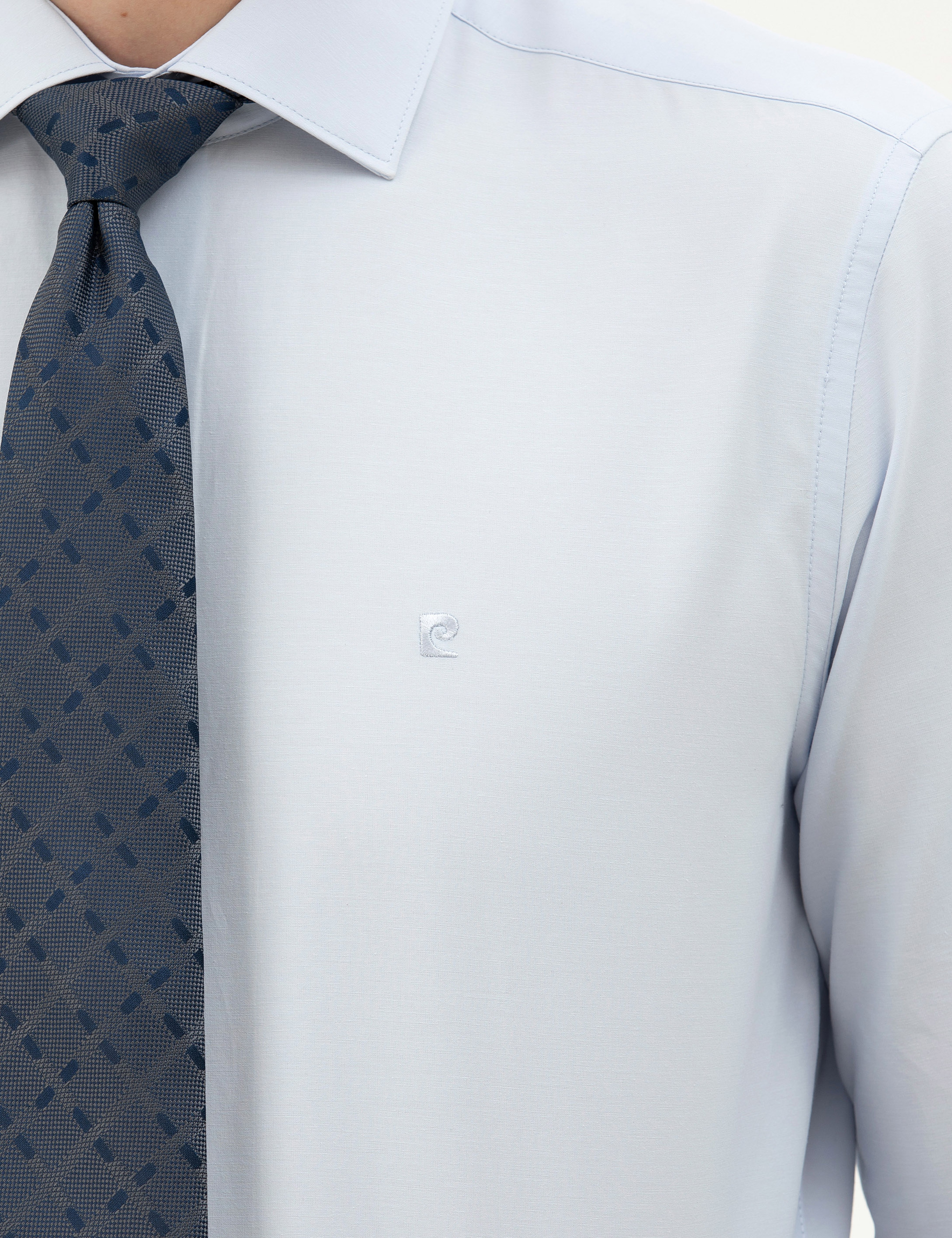 Açık Mavi Slim Fit Uzun Kollu Basic Gömlek - Image 7