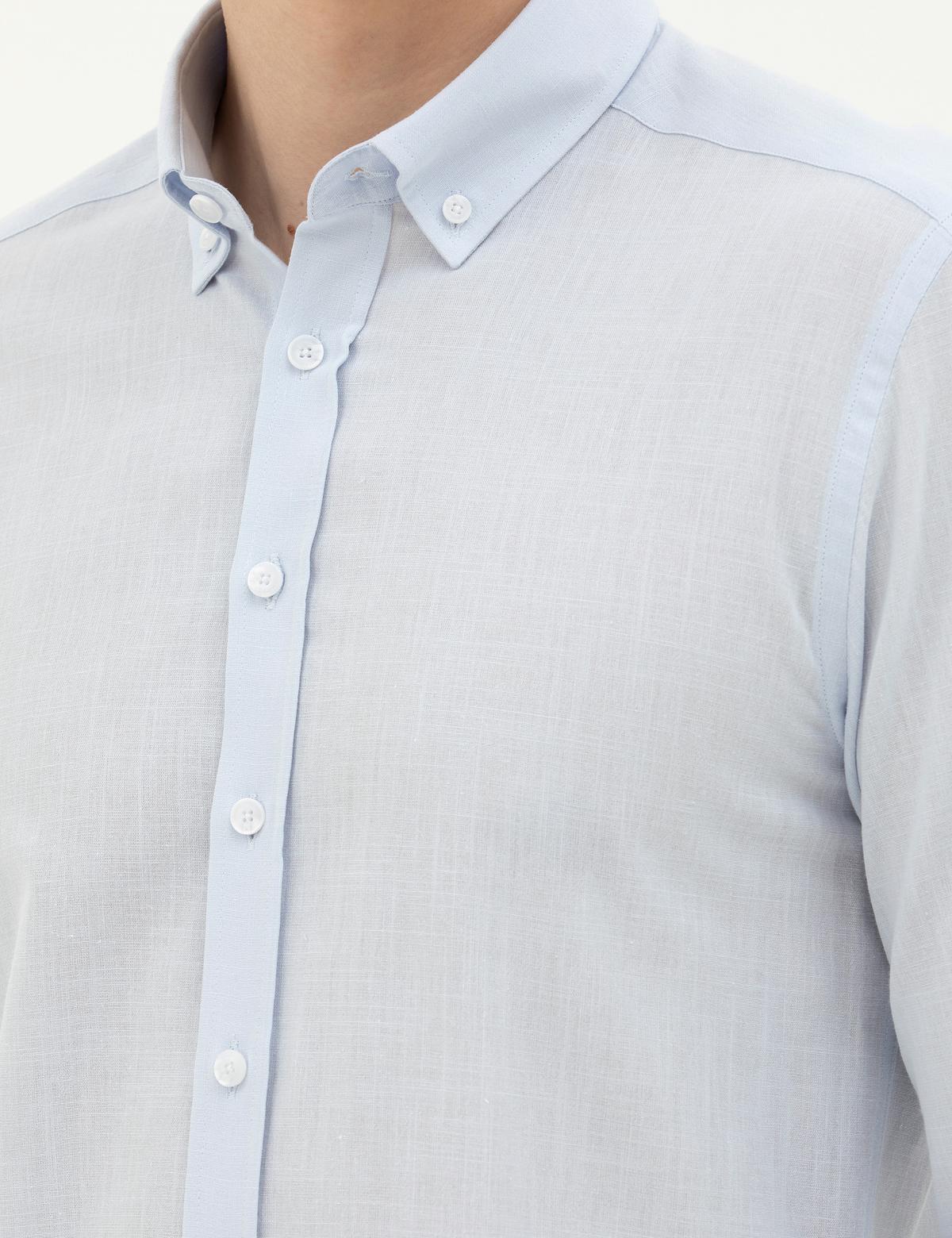 Açık Mavi Slim Fit Uzun Kollu Gömlek - 50283343093