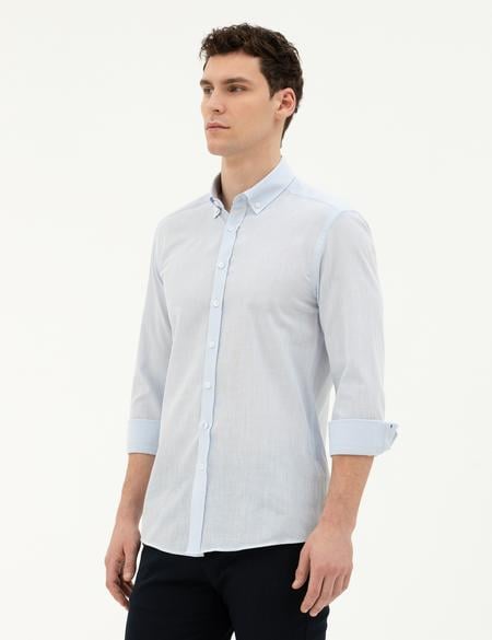 Açık Mavi Slim Fit Uzun Kollu Gömlek - 50283343093