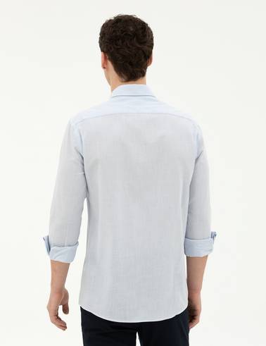 Açık Mavi Slim Fit Uzun Kollu Gömlek