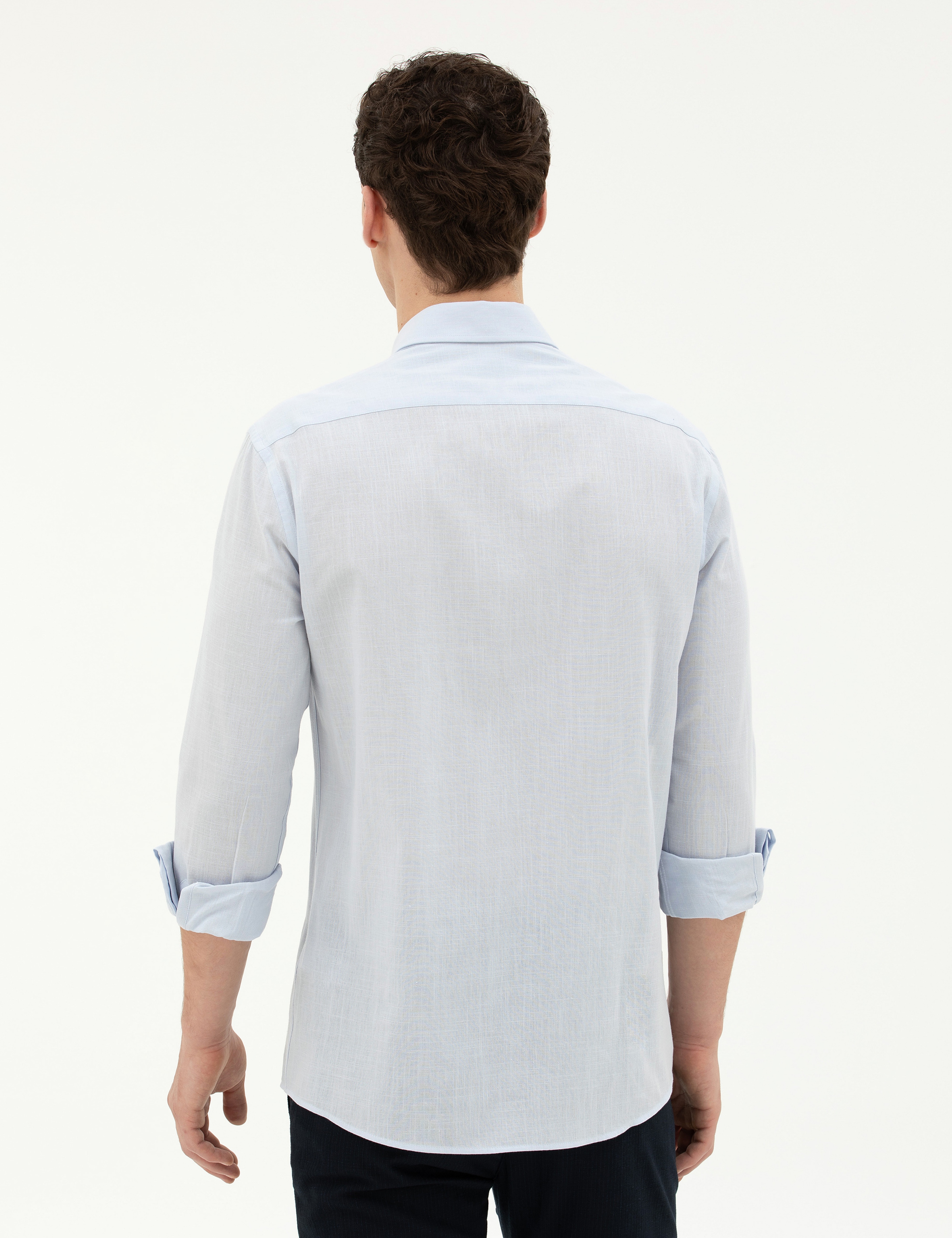 Açık Mavi Slim Fit Uzun Kollu Gömlek