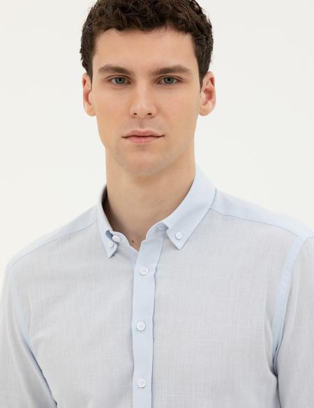 Açık Mavi Slim Fit Uzun Kollu Gömlek - 50283343093
