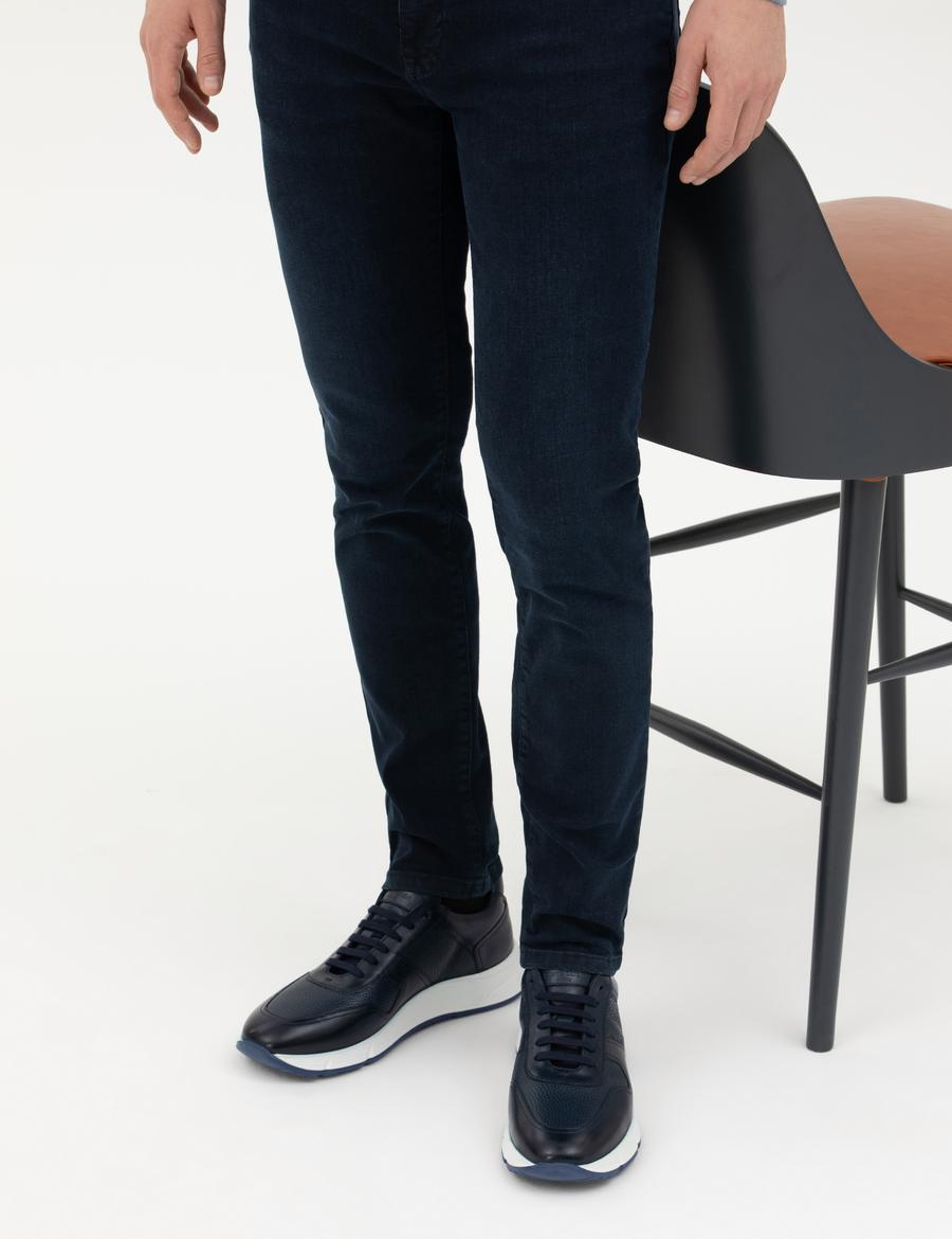 Lacivert %100 Deri Sneaker