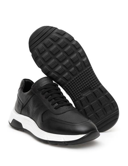 Siyah %100 Deri Sneaker - 50288734014