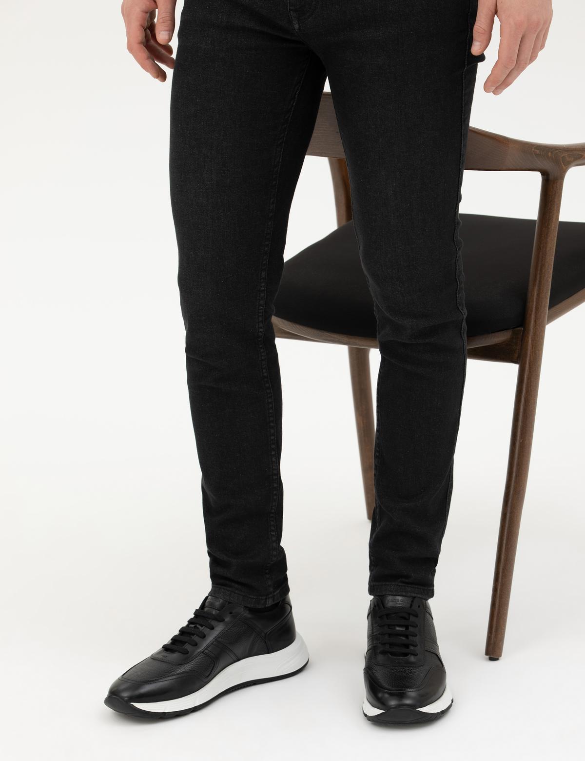 Siyah %100 Deri Sneaker - 50288734014