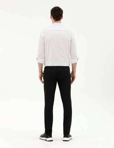 Siyah Slim Fit Jogger Kanvas Pantolon