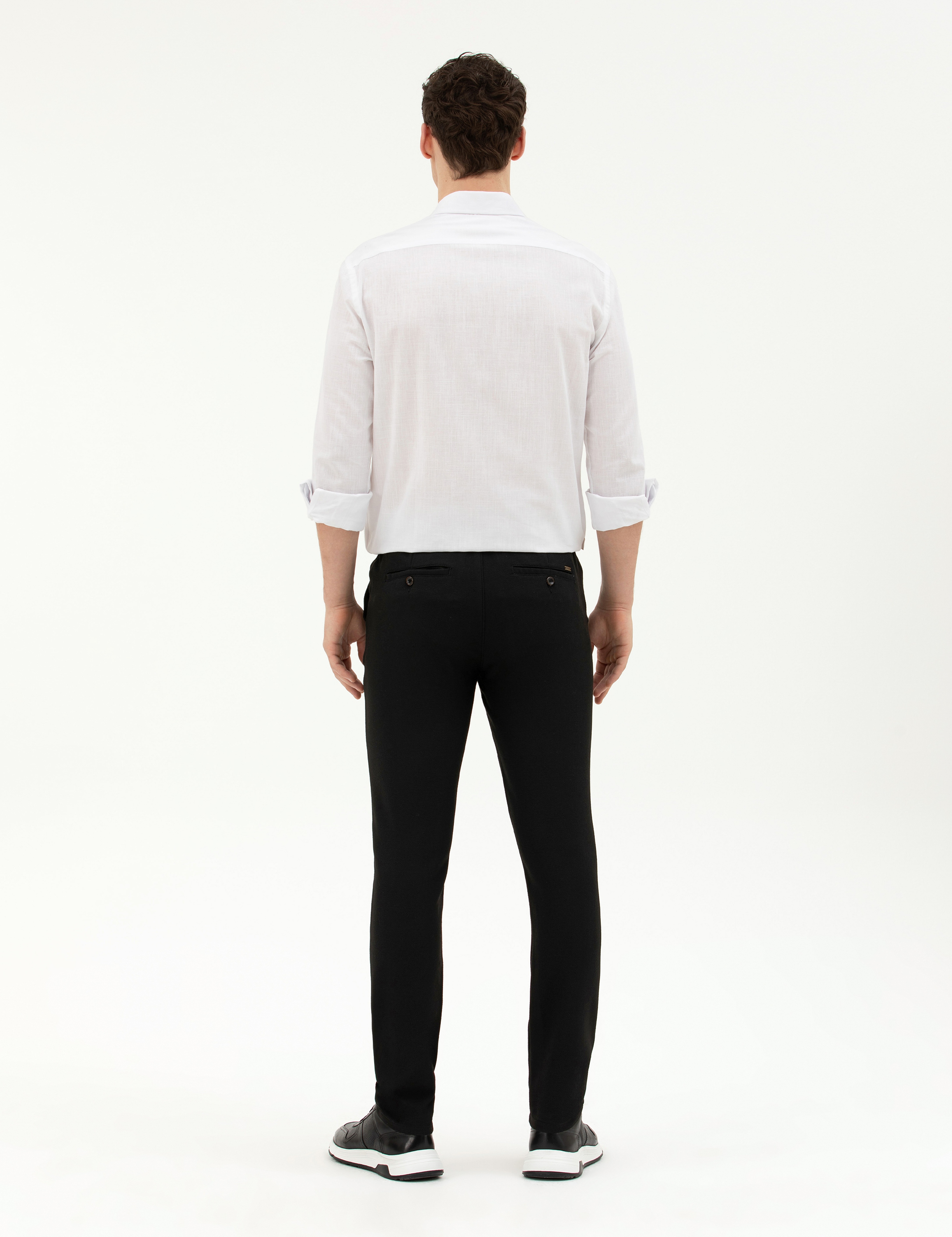 Siyah Slim Fit Jogger Kanvas Pantolon