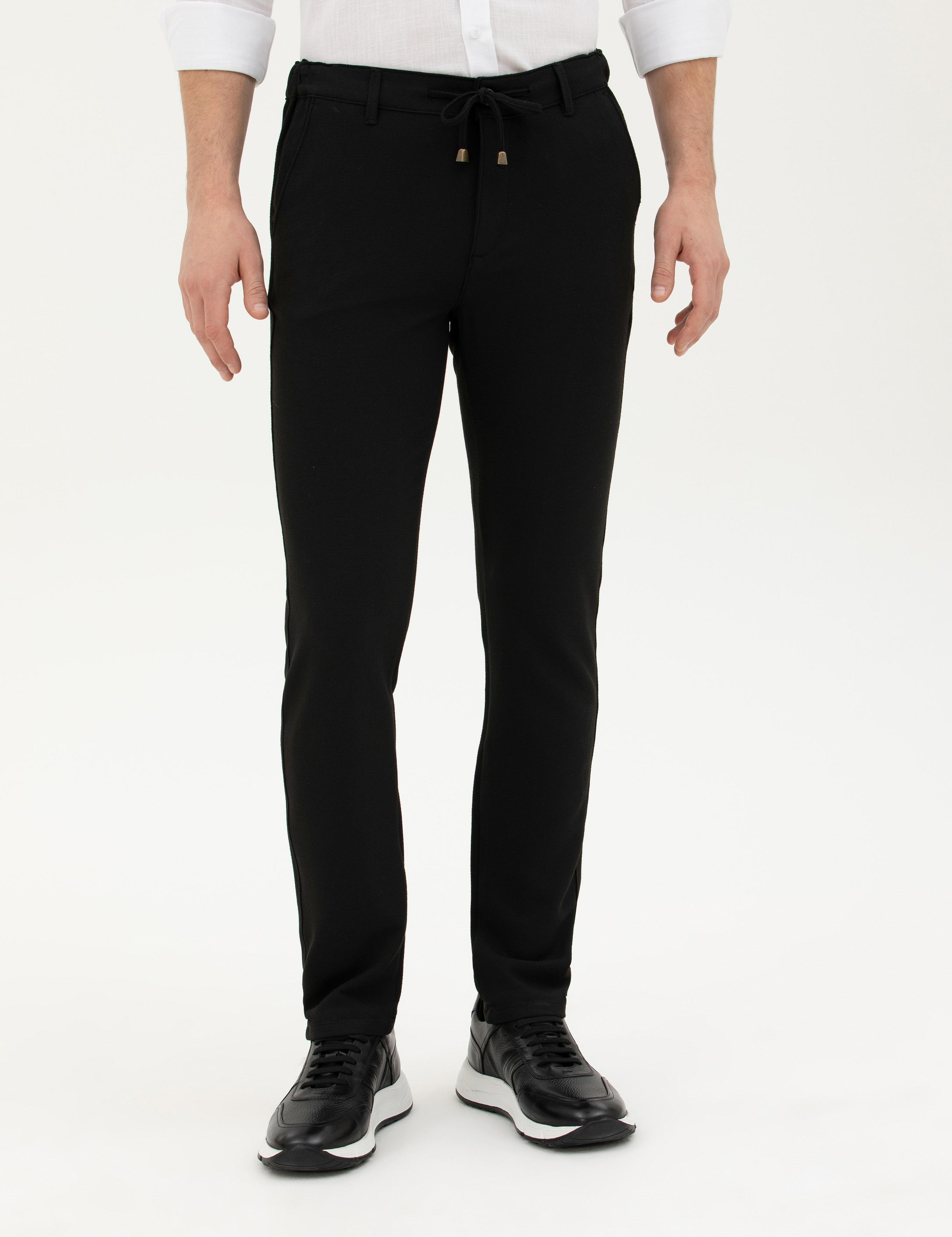 Siyah Slim Fit Jogger Kanvas Pantolon