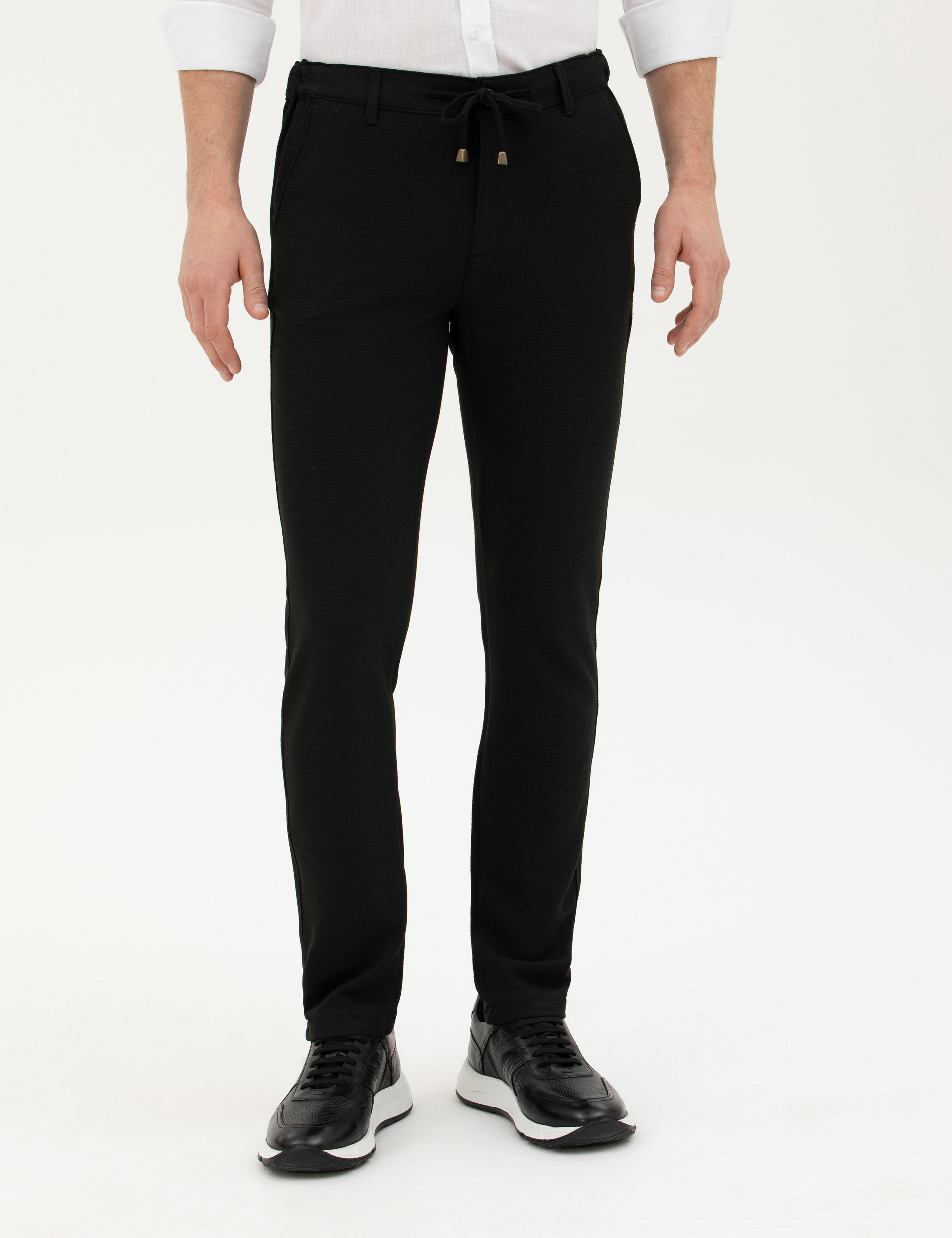 Siyah Slim Fit Jogger Kanvas Pantolon - Image 2