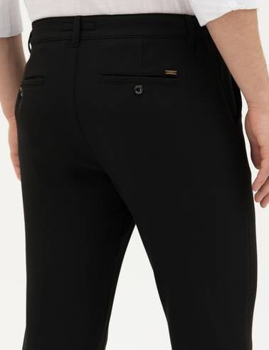 Siyah Slim Fit Jogger Kanvas Pantolon