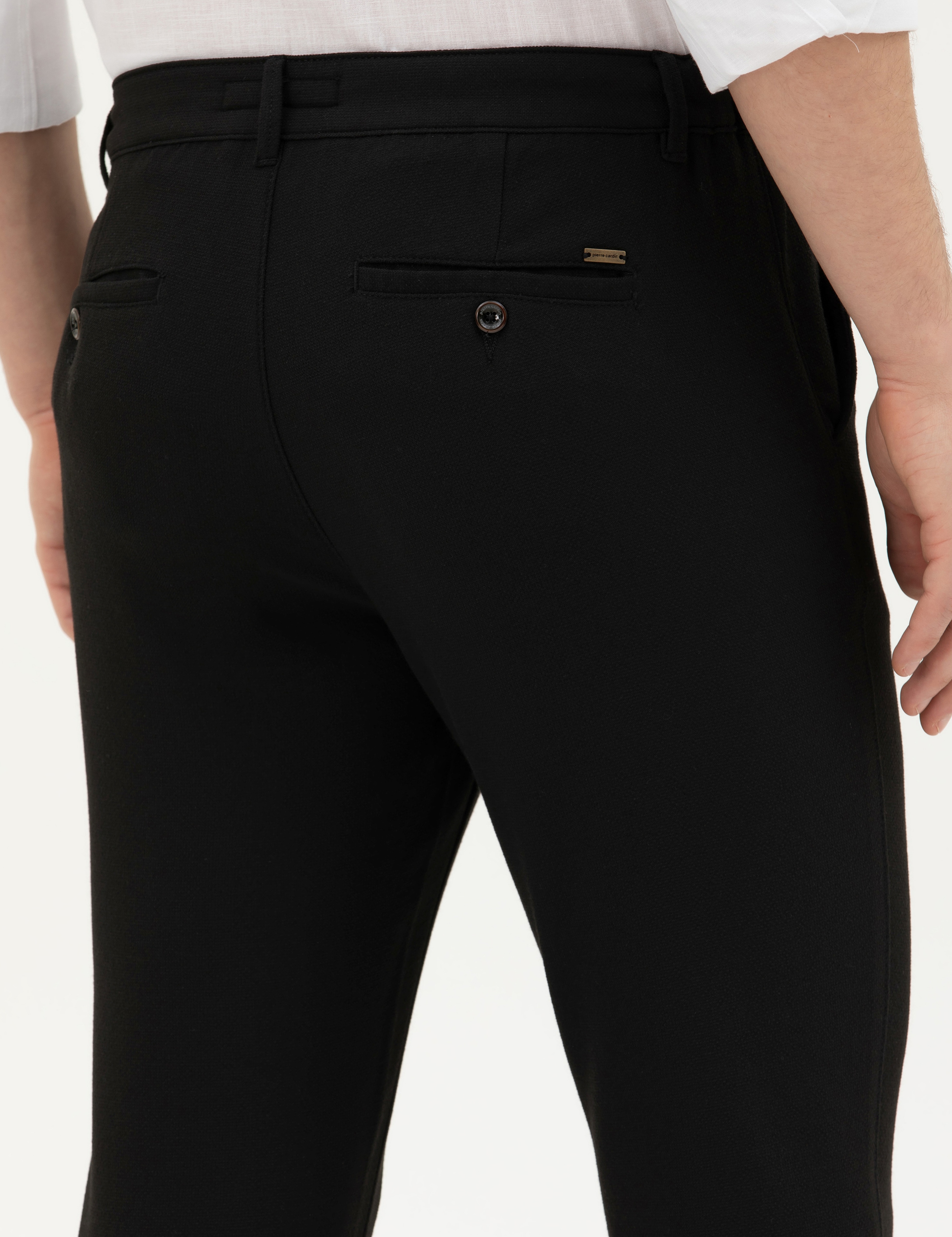 Siyah Slim Fit Jogger Kanvas Pantolon - Image 7