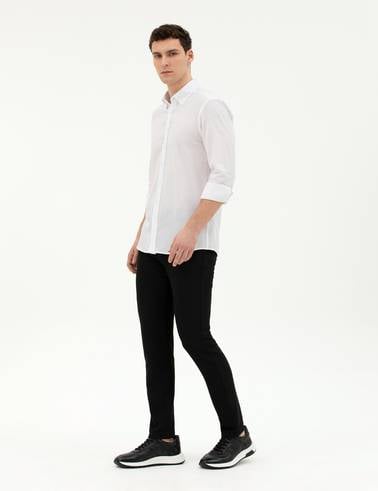 Siyah Slim Fit Jogger Kanvas Pantolon