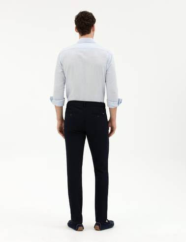 Lacivert Slim Fit Jogger Kanvas Pantolon