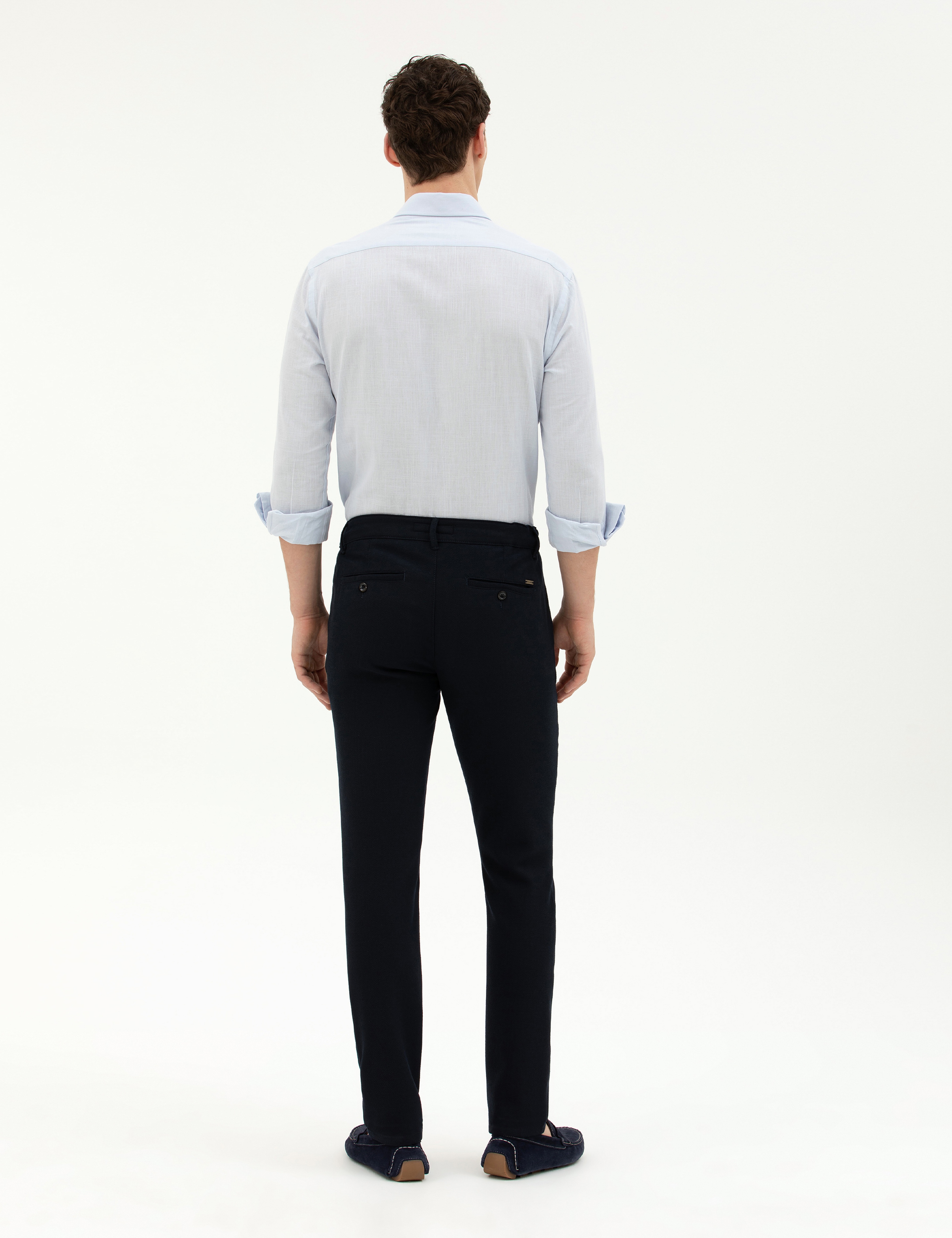 Lacivert Slim Fit Jogger Kanvas Pantolon - Image 4