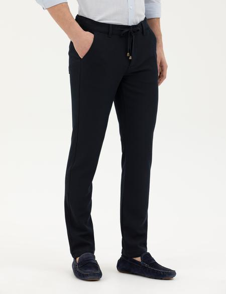 Lacivert Slim Fit Jogger Kanvas Pantolon - 50284271263
