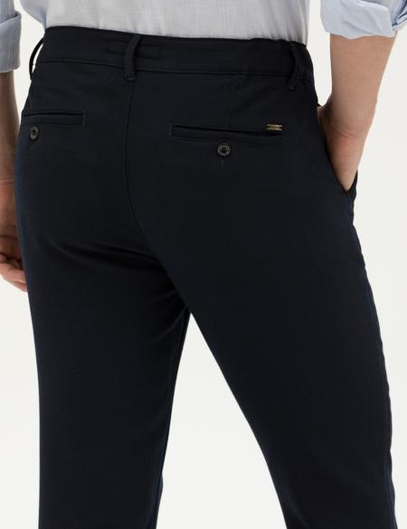 Lacivert Slim Fit Jogger Kanvas Pantolon - 50284271263