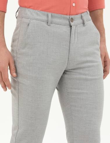 Gri Slim Fit Kanvas Pantolon