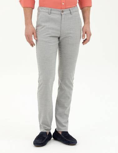 Gri Slim Fit Kanvas Pantolon