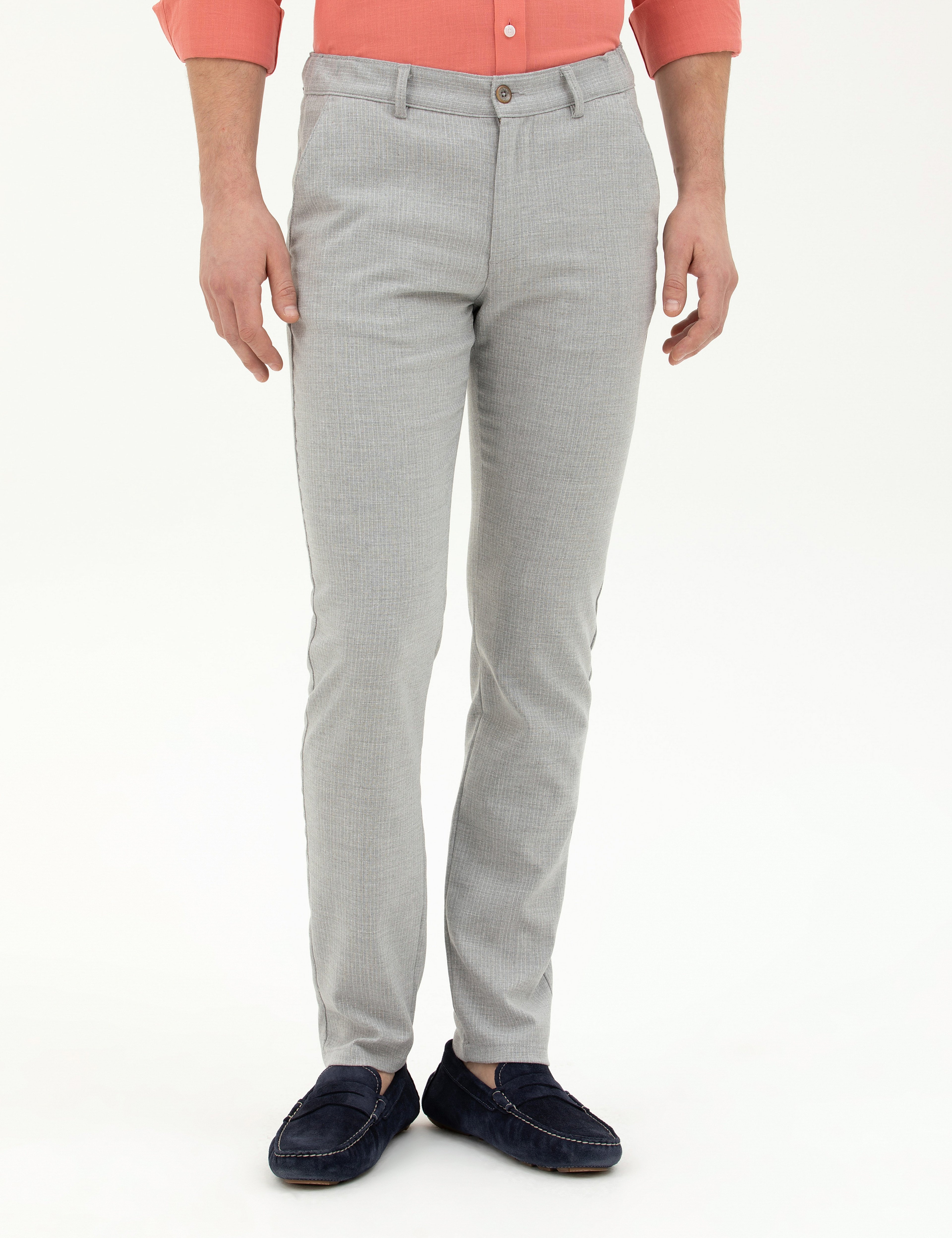 Gri Slim Fit Kanvas Pantolon