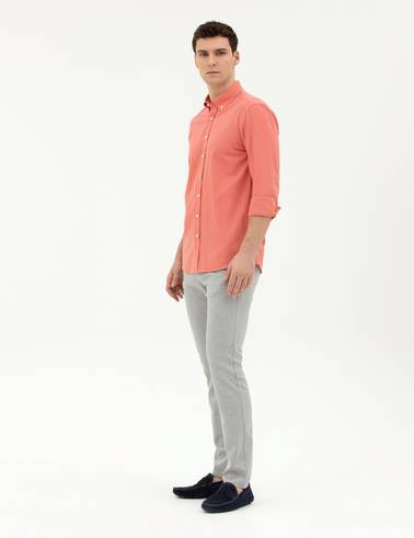 Gri Slim Fit Kanvas Pantolon