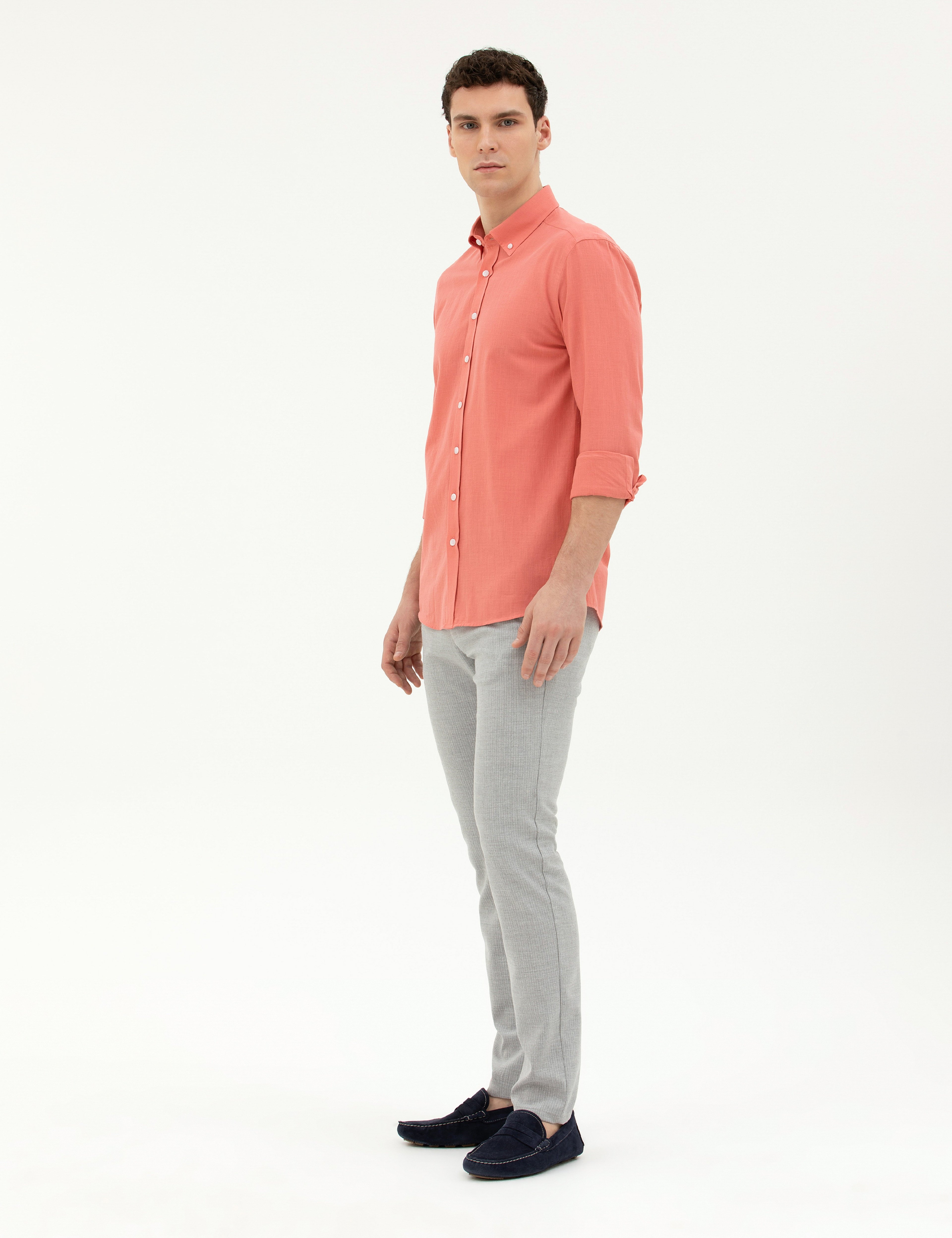 Gri Slim Fit Kanvas Pantolon - Image 3