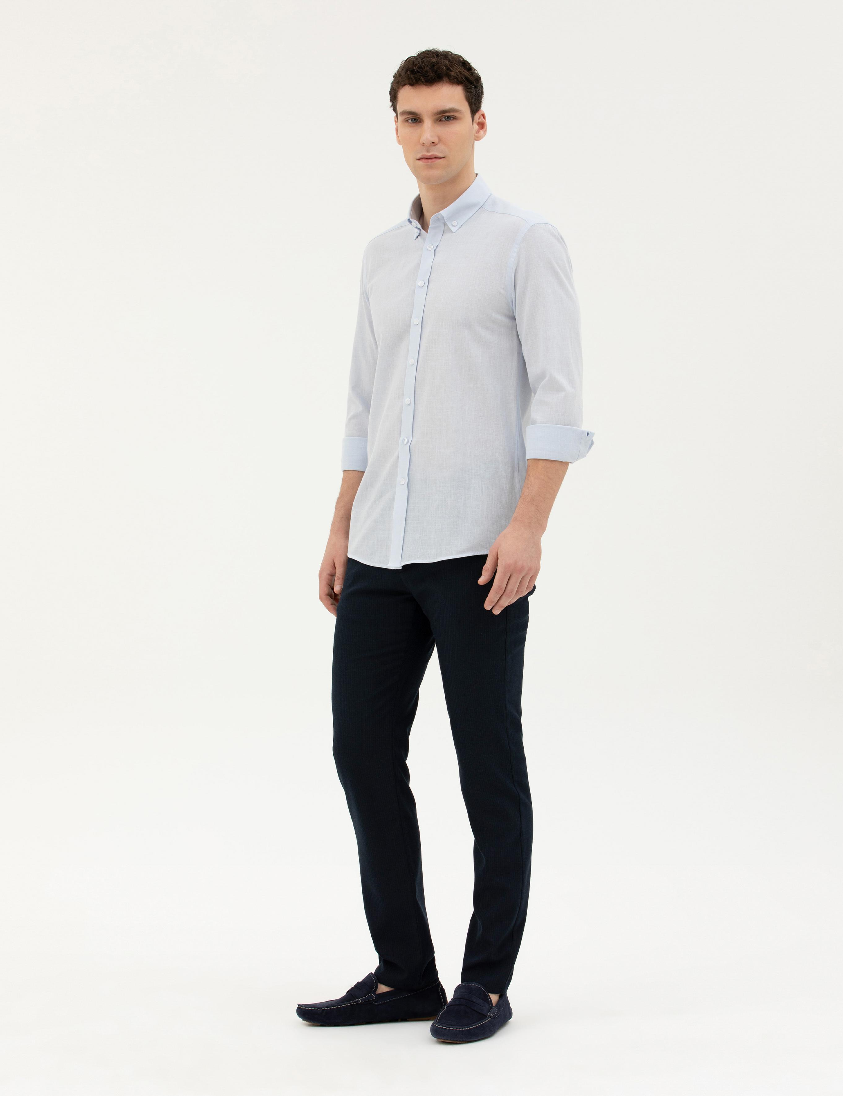 Lacivert Slim Fit Kanvas Pantolon