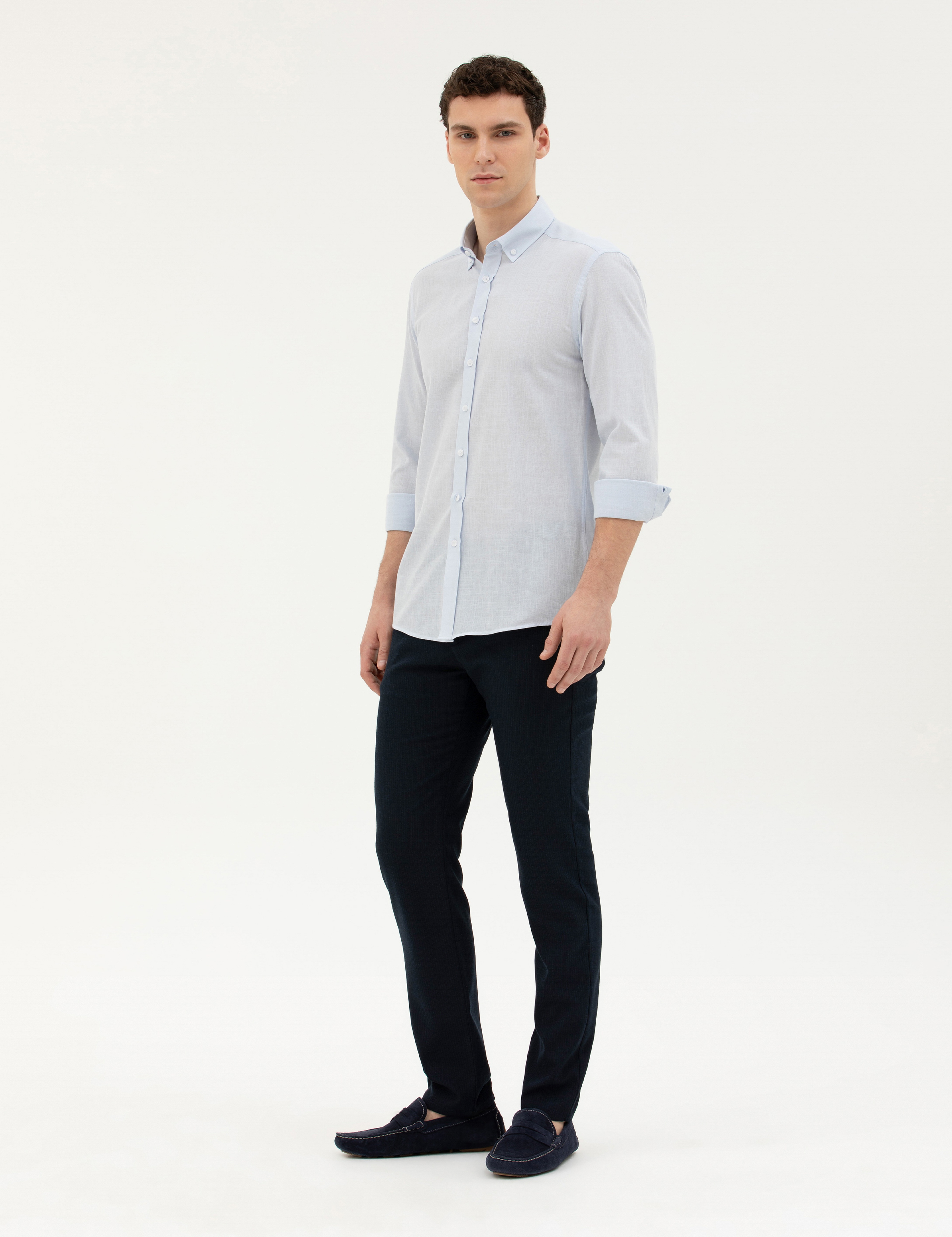 Lacivert Slim Fit Kanvas Pantolon - Image 3