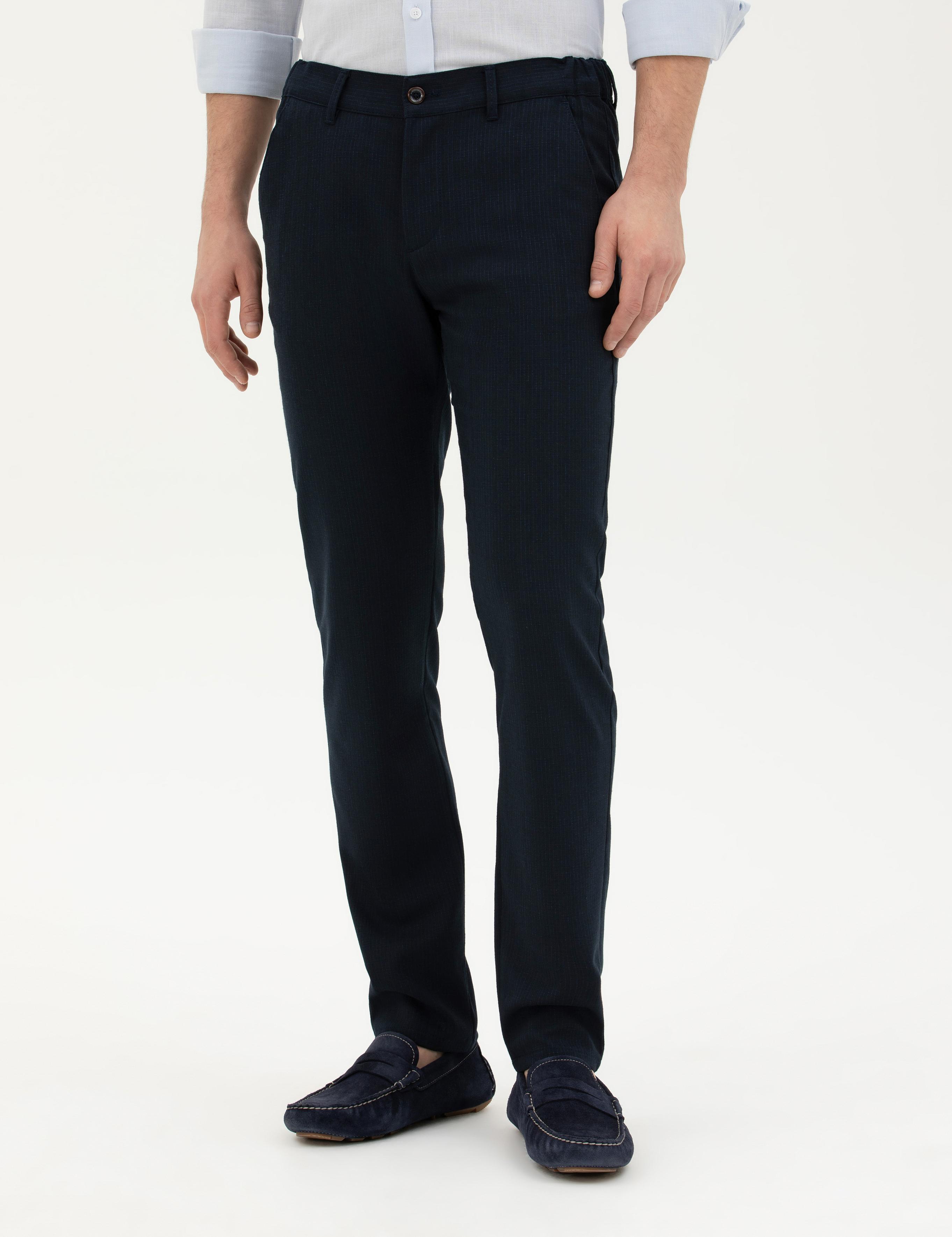 Lacivert Slim Fit Kanvas Pantolon