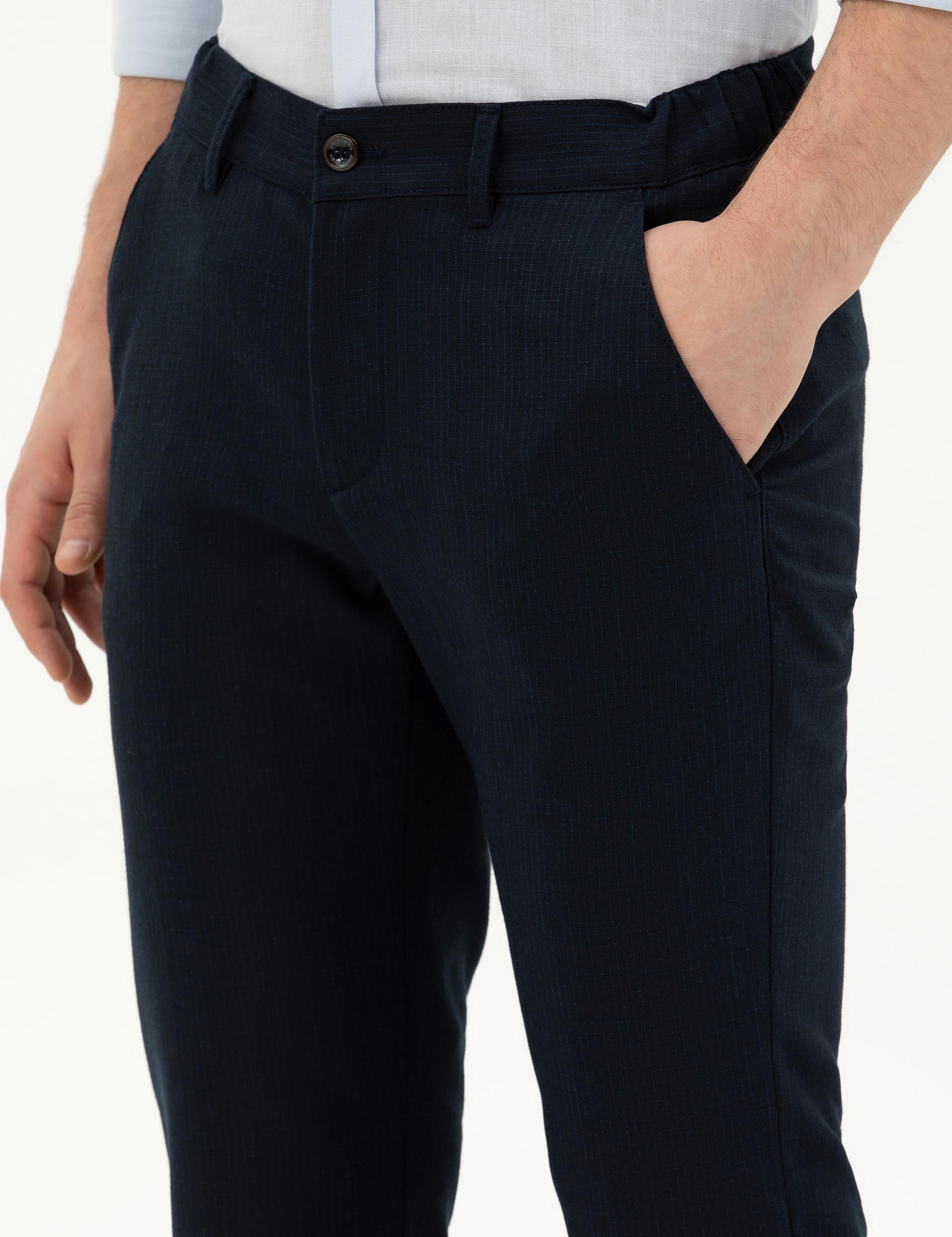 Lacivert Slim Fit Kanvas Pantolon