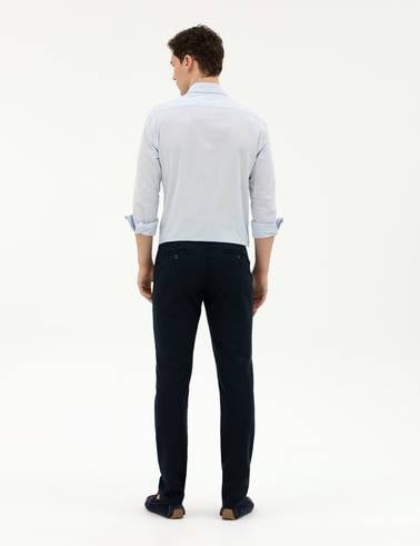 Lacivert Slim Fit Kanvas Pantolon