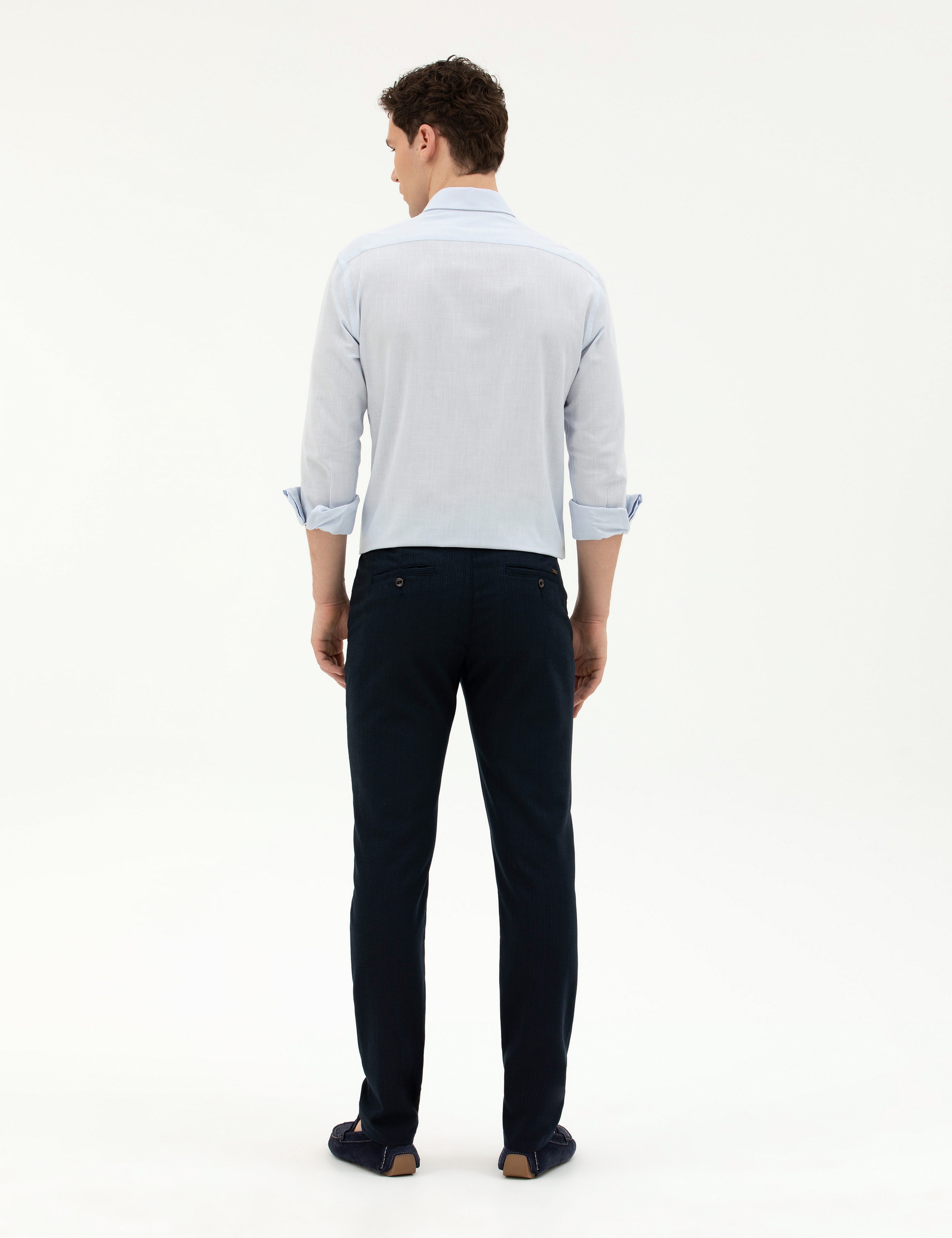 Lacivert Slim Fit Kanvas Pantolon