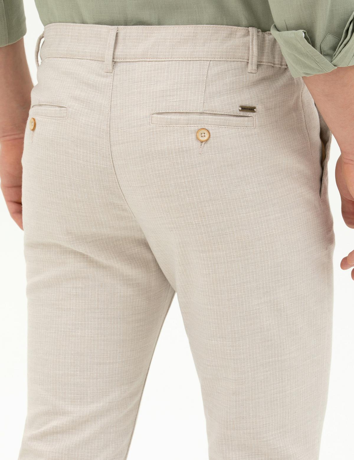 Bej Slim Fit Kanvas Pantolon - 50288509287