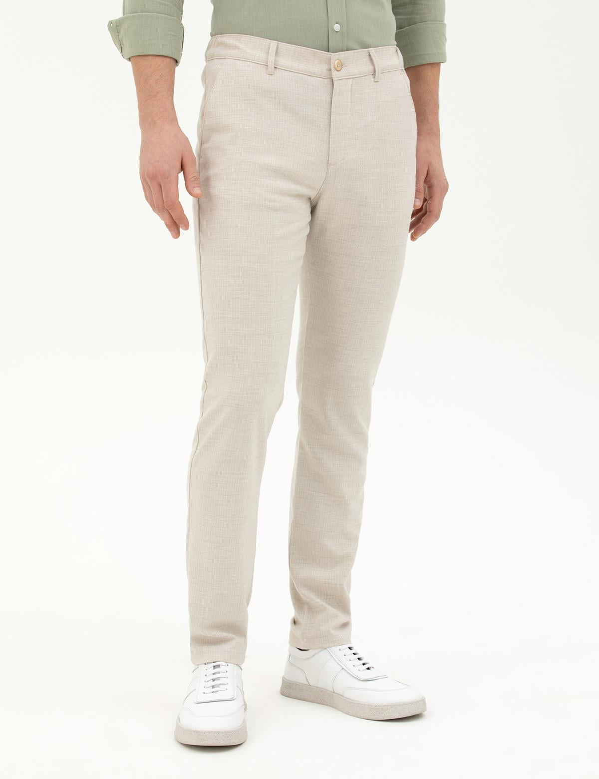 Bej Slim Fit Kanvas Pantolon - 50288509287