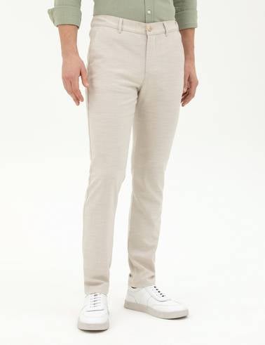 Bej Slim Fit Kanvas Pantolon