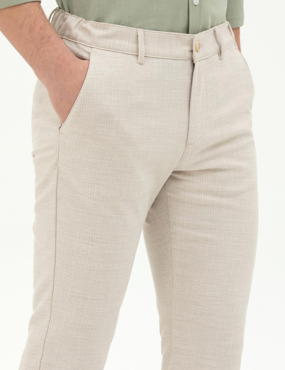 Bej Slim Fit Kanvas Pantolon - 50288509287