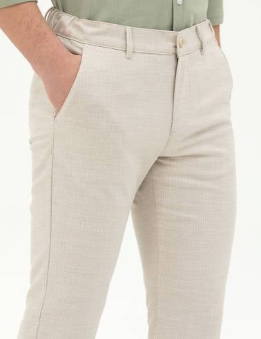 Bej Slim Fit Kanvas Pantolon
