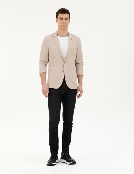 Bej Esnek Fit Blazer Ceket - 50287775071