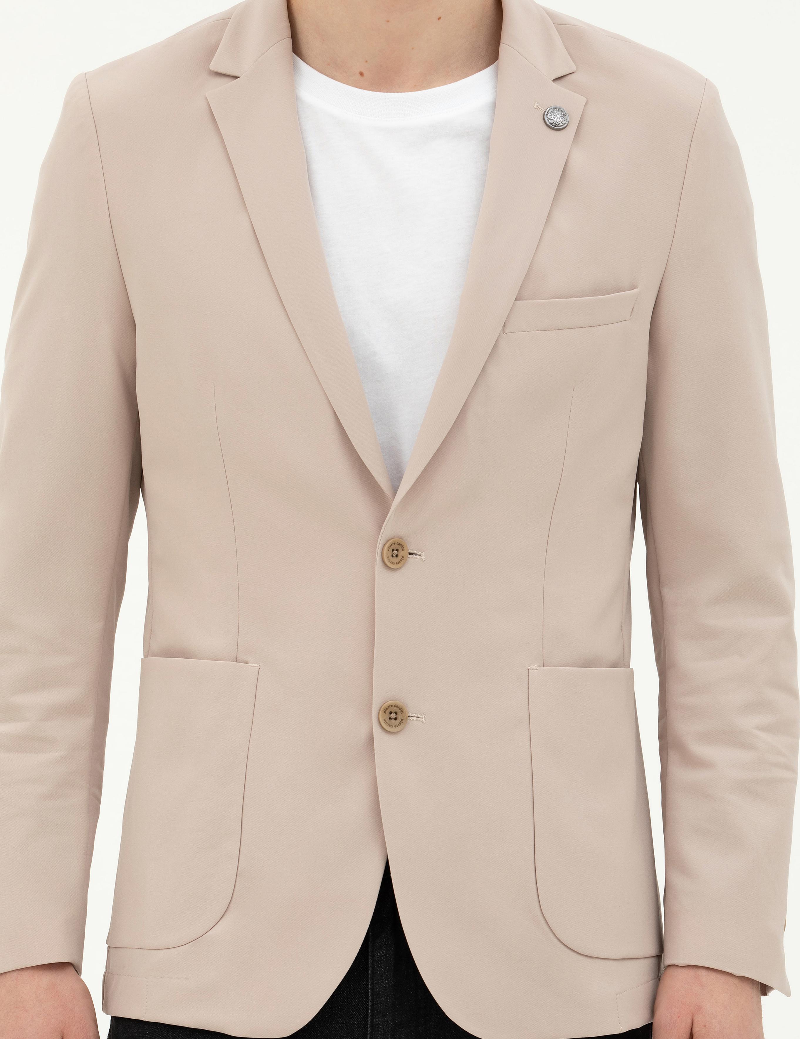 Bej Esnek Fit Blazer Ceket